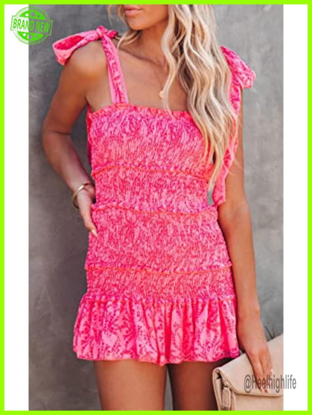 Sleeveless Floral Smocked Mini Bodycon Dress with Square Neck - Picture 2 of 7